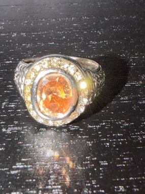 amber Crystal Halo Ring - Women Jewelry